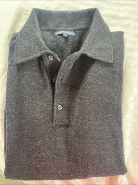 Men’s merino wool black  Heather 3 button Sweater